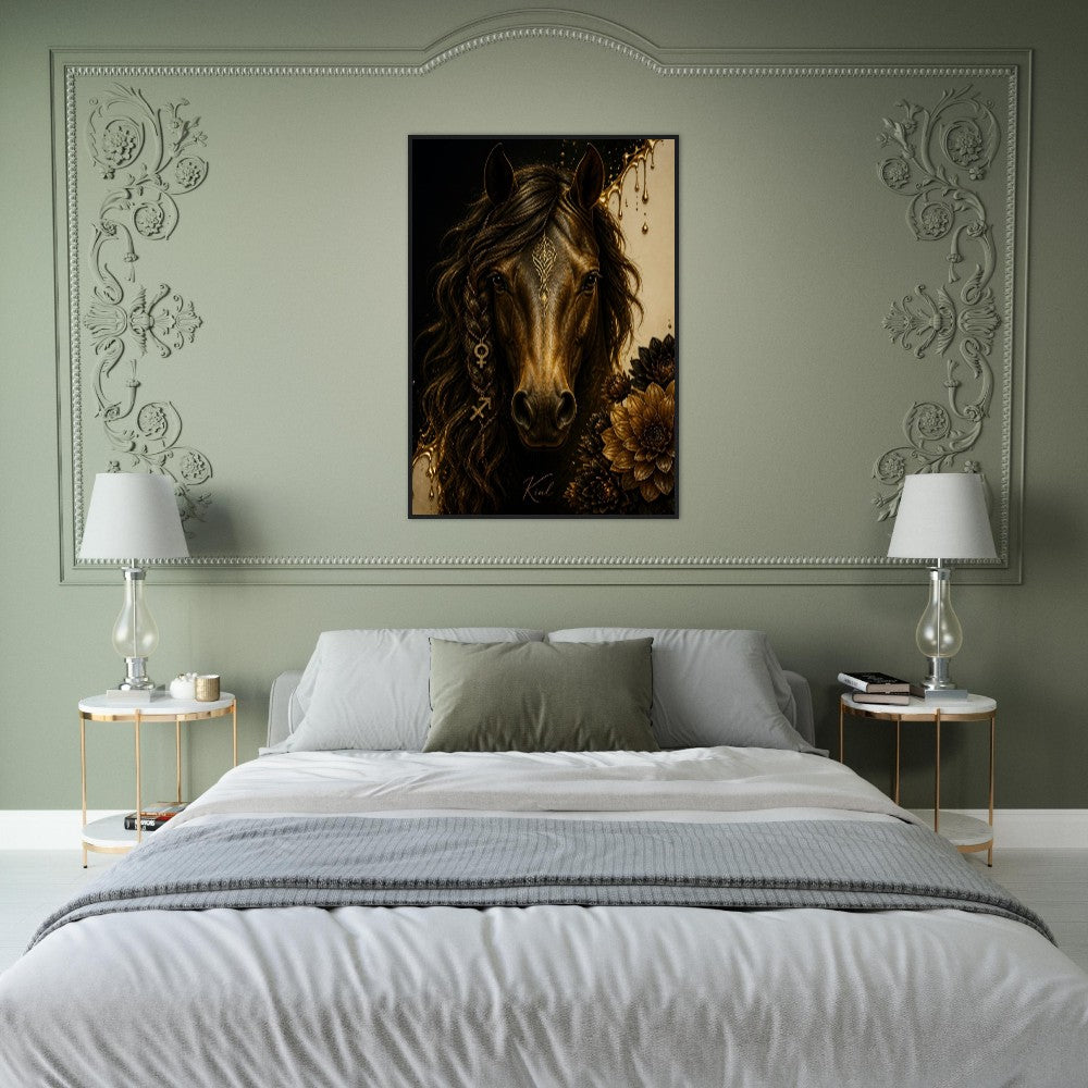 Sagittarius Zodiac Horse Poster, Gold Wall Art, Zodiac Gift for Her, Danish Art Studio