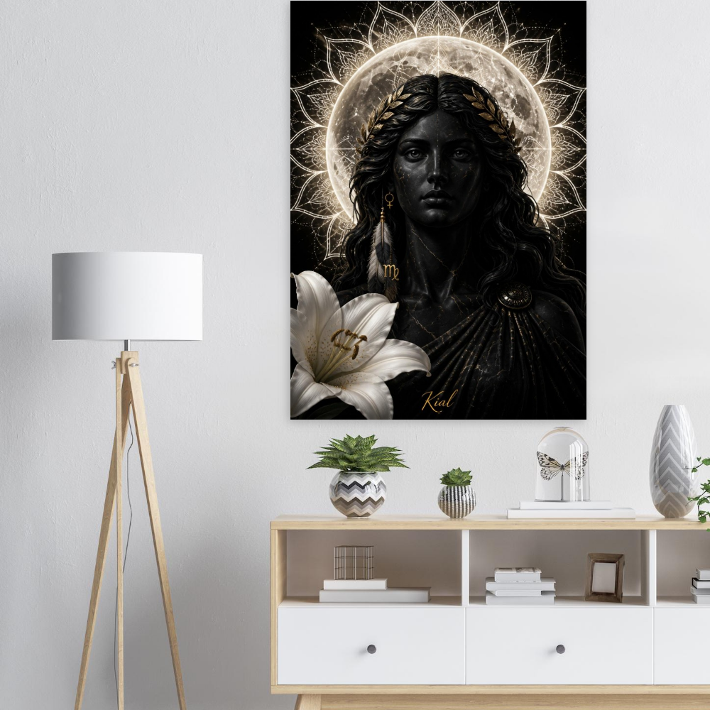 Virgo Zodiac Maiden Poster, Gold Wall Art, Astrology Canvas, Maiden Portrait, Zodiac Gift for Her, Danish Art Studio