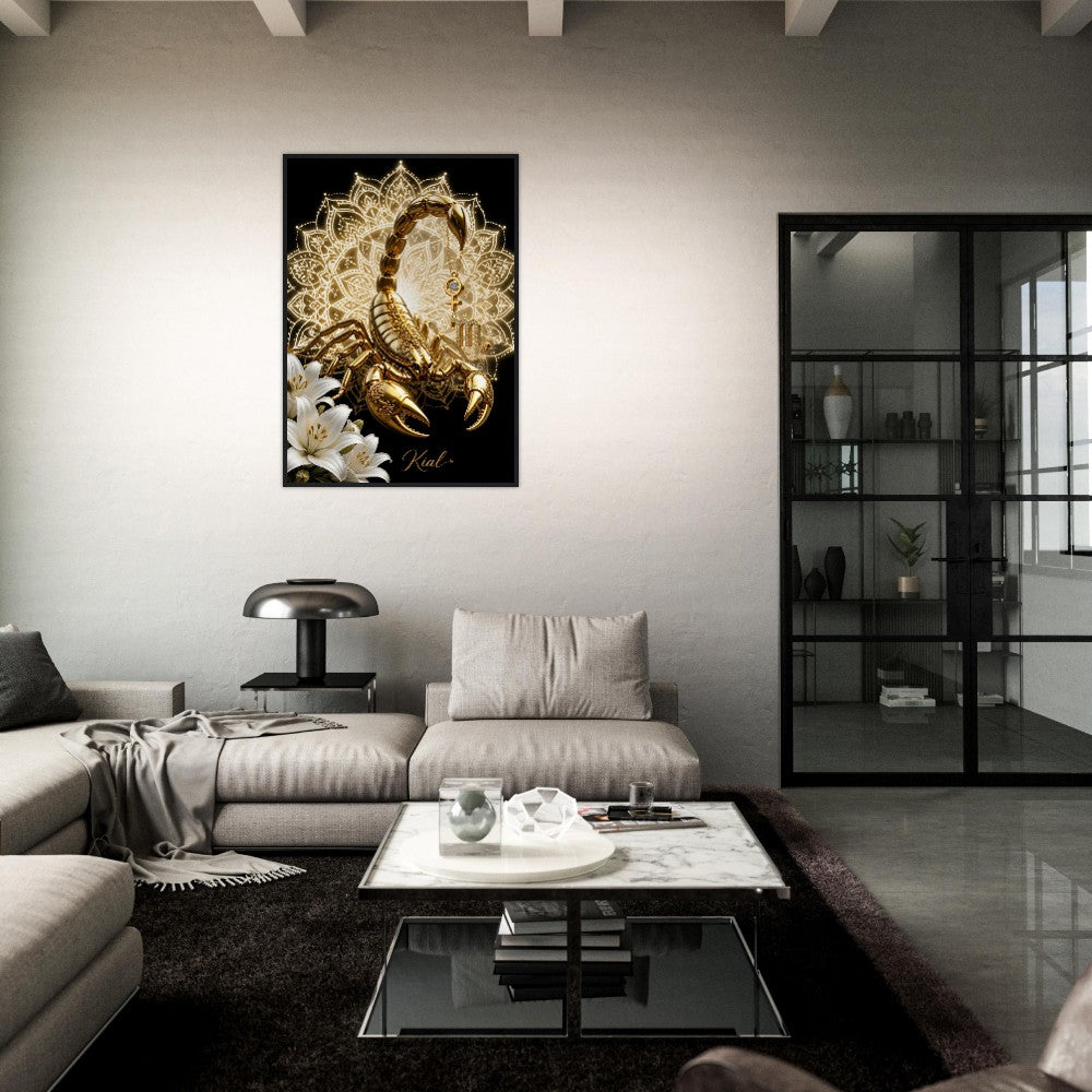 Scorpio Zodiac Scorpion Poster, Gold Wall Art, Zodiac Gift for Her, Danish Art Studio
